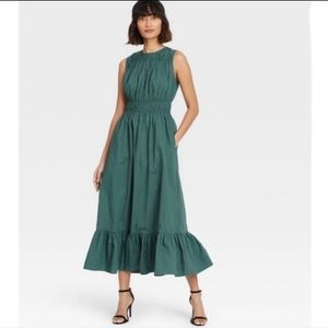 GUC A New Day Smoked Dress Teal M